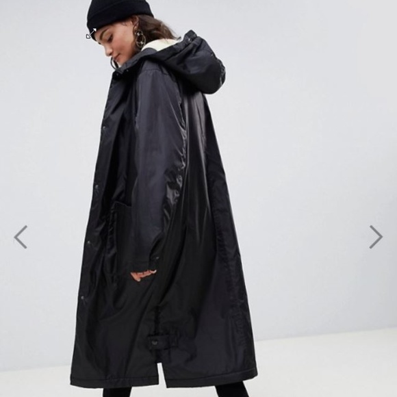 asos design maxi borg lined rainwear